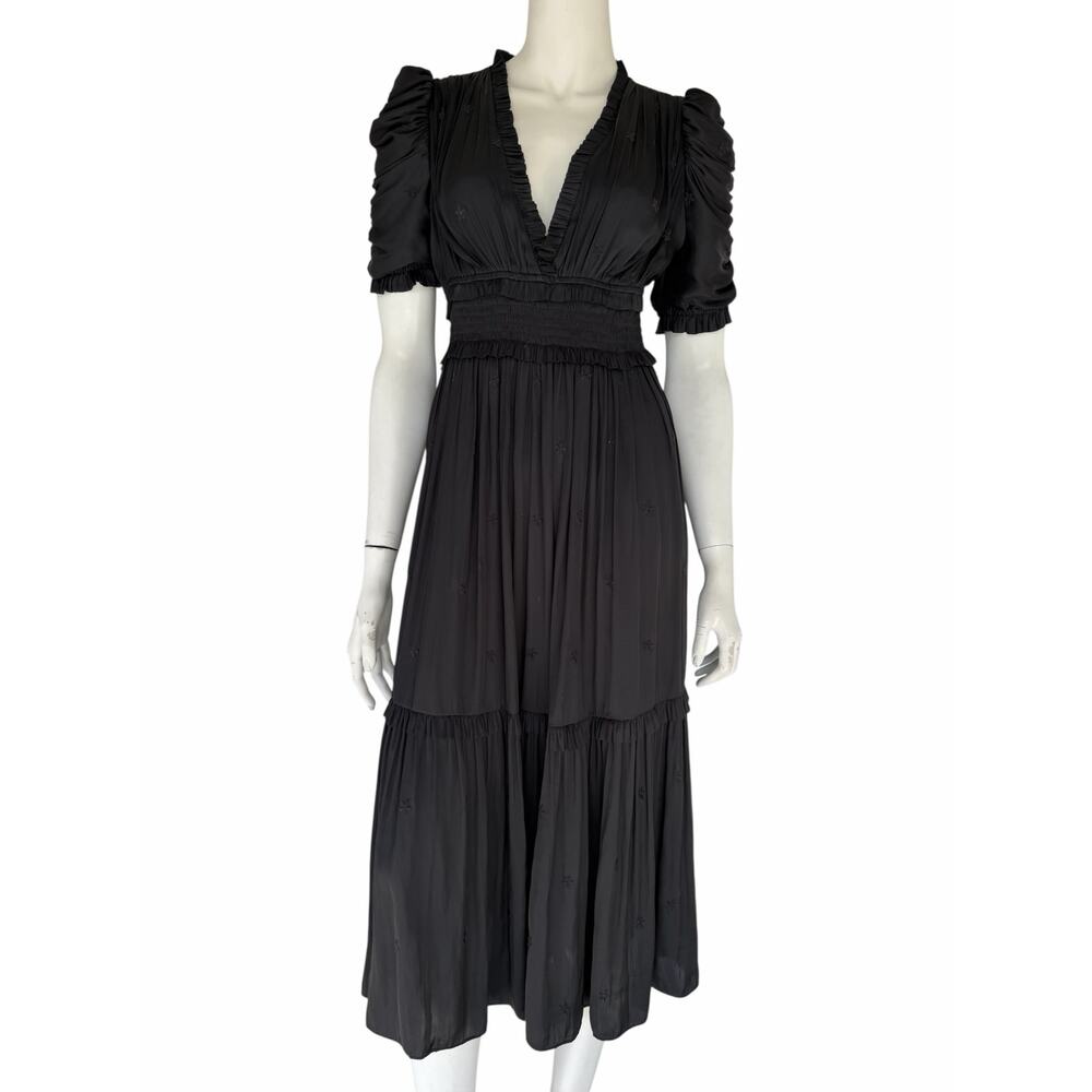 Ulla Johnson's Black / Noir ruffle-trimmed Maya Dress sz 4